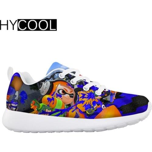HYCOOL Hot Sales Kid Shoe Cartoon Splatoon Graffity Printed Mesh Up Lightweight Sport Running Kick Roller Shoes Boy Girl Sneaker