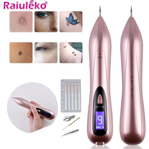 USB Laser Freckle Removal Pen 6 Levels LCD Plasma Tattoo Machine Skin Face Wart Tags Mole Removal Beauty Care Device With Box