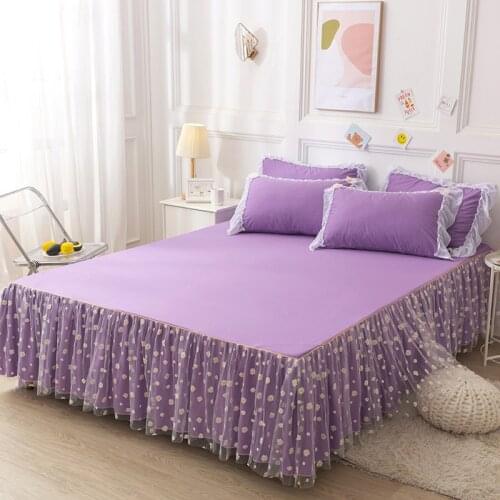 European Cotton Lace Bed Skirt Solid Color Queen King Size Bed Cover Dustproof Breathable Mattress Cover Shirts Bed Linens #/L