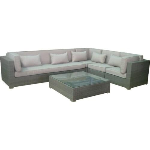 Classic home furniture aluminium frame outdoor rattan L shape lounge set