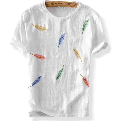 Short Sleeve Tshirt For Men Fashion Multicolor Feather Print Summer Tops O-Neck Male Casual Tees Clothing Y577