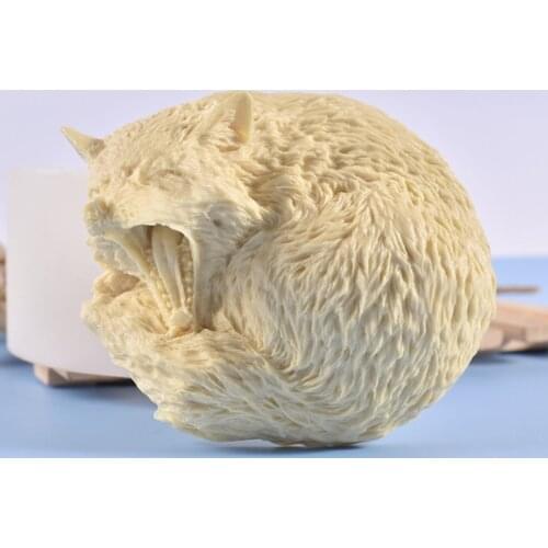 N7MF DIY Crafts Crystal Epoxy Resin Mold Open Mouth Growl Wolf Head Silicone Mould