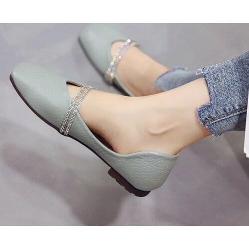 New Selling Spring/Autumn Womens Flat Shoes Fashion Designer Style Square Toe Solid Womens Casual Shoes High Quality W33-46