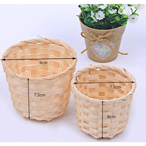 New Handmade Bamboo Garden Flower Pot Straw Patchwork Wicker Rattan Seagrass Storage Wicker Basket Organizer Nursery Pots