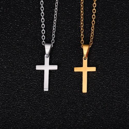 Stainless Steel Necklace Women Lovers Gold And Silver Color Chain Cross Necklace Small Gold Cross Religious Jewelry