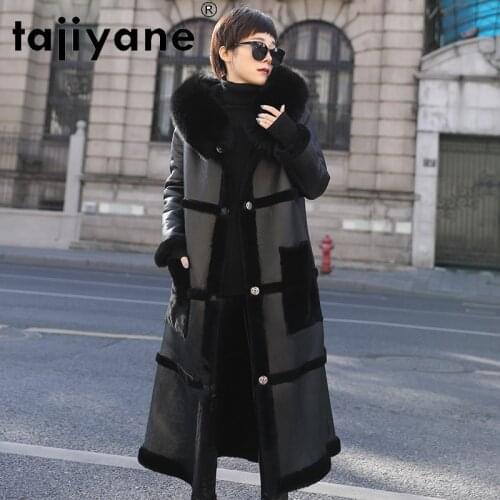 Tajiyane Winter Coats Women 2020 Real Wool Fur Coat Womens Natural Sheepskin Jackets Woman Fox Fur Hooded Parkas Casaco TN1413