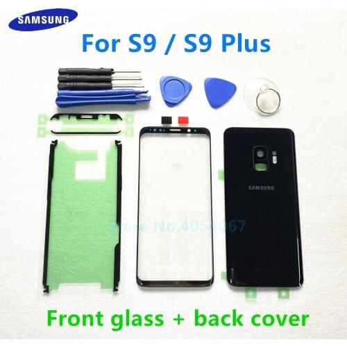 Front Glass Lens Touch Screen For Samsung Galaxy S9 G960 G960F S9 Plus S9+ G965 G965F Rear Battery Door Cover Back Housing +Tool