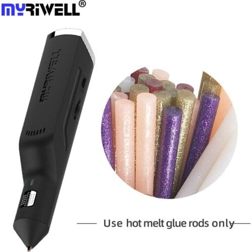 Myriwell Hot Melt Glue Gun 3D Pen Wireless Doodler Magic 3D Printing Pen for Fix USB Charging 6 Color Glue Stick RS-100A