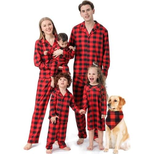 2021 Christmas Family Matching Outfits Plaid Mother Daughter Father Son Pajamas Sets Dog Mom Baby Mommy and Me Xmas Pjs Clothes