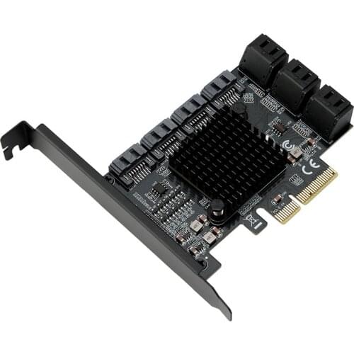PCIE to SATA Card 10 Ports 6 Gbps SSD Adapter PCIe Controller Expansion Card Built-in Adapter for Desktop PC ASM1166