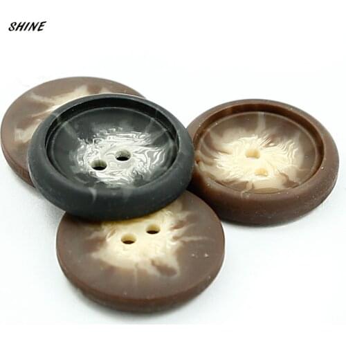 Resin Sewing Buttons Scrapbooking Round Coffee Black Two Holes Pattern 25mm Dia. 12 PCs Costura Botones Decorate bottoni botoes