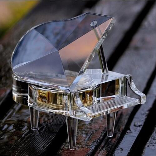 Luxury Handmade Clear Crystal Piano Music Box Glass Figurines Miniatures for Christmas Wedding Souvenir gifts home decoration