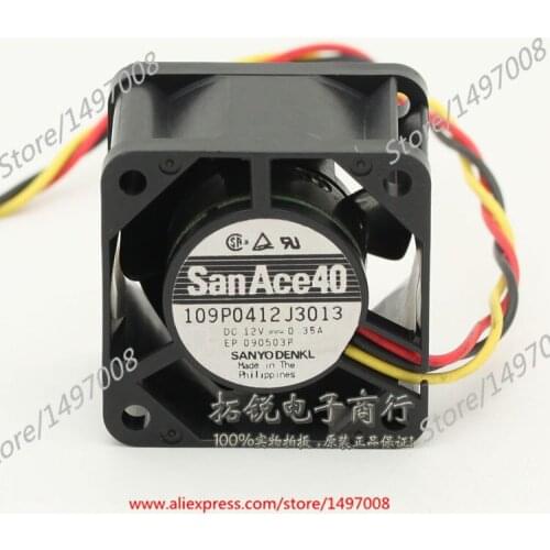 Sanyo Denki 109P0412J3013 DC 12V 0.35A 3-Wire 40x40x28mm Server Cooling Fan