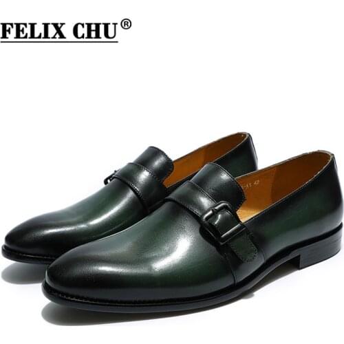 Elegant Hand-Painted Loafers Shoes Men Business Office Genuine Leather Oxford Shoes Casual Footwear Buckle Strap Dress Shoes