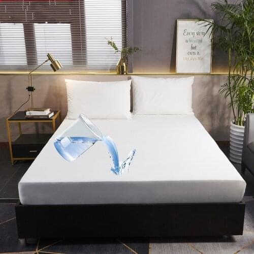 Waterproof Mattress Protector Cover Anti Mite Solid Fitted Sheet Protection for Women Adults Kids Bed Linens with Elastic