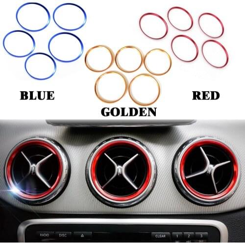Yubao 5Pcs Car-Styling AC Outlet Ring Decoration Air Conditioning Vents Trim Stickers Cover for Mercedes Benz A B CLA GLA Class
