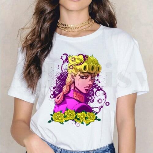 Short Sleeve Female Tops Tees Harajuku Vintage JoJo Bizarre Adventure Yoshikage Jonathan Joestar T Shirts Womens T-shirt