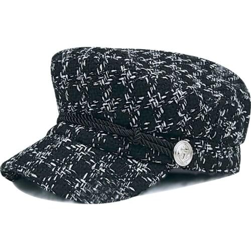 Unisex Winter Military Hat Women French Style Wool Bakers Boy Hat Cap Flat Top Travel Cadet Hat Baseball Hats Black Visor Hat