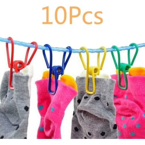10 PCS Multi-Purpose Colorful Metal Clips Holders Chip Bag Document PVC Coated