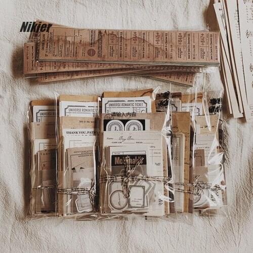 200 PCS Vintage Travel Ticket Decorative Memo Notes Background Material DIY Diary Scrapbooking Label Journal Stickers Stationery