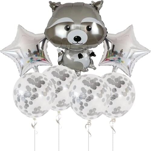 7pcs Foil Jungle Animal Balloons Tiger Lion Zebra Giraffe Hedgehog fox Baby Shower Children Happy Birthday Party Decoration