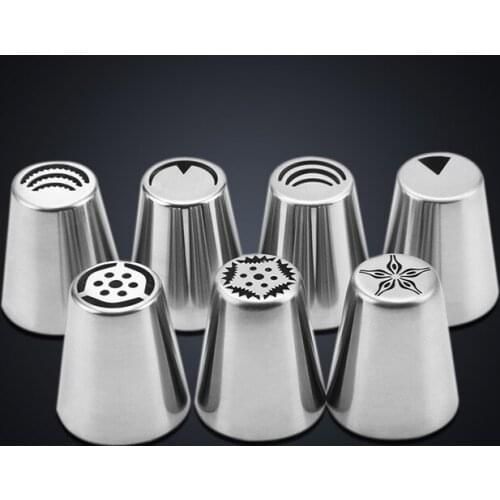 7Pcs/Set Russian Tulip Stainless Steel Icing Piping Nozzles Tips Russia Nozzle Boquillas the Big Size