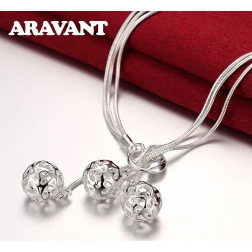 925 Silver Tennis Balls Pendants Necklace For Women Jewelry Gifts