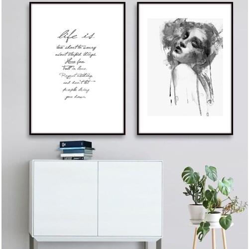 Abstract Watercolor Canvas Art Girls Painting Nordic Posters And Prints Life Quote Wall Pictures For Living Room Home Decoration