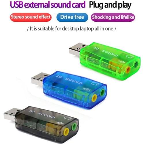 Audio Adapter 3D Sound Card 5.1 USB To 3.5mm Mic Headphone Jack Stereo Headset Adapter Channel Accessories For Laptop PC