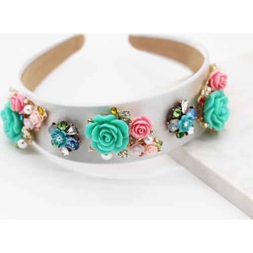 Boho Ladies ceramics flower headband Hair Band Wreath Headdress Fashion Bride Simple Pearl Wedding Headwear Flowers Beads New