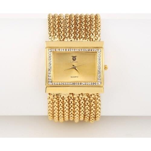 Fashion Women Watches luxury Multi-layer Beads Analog Quartz Alloy Golden Band Clock Bracelet Watch reloj mujer Ladies Watch