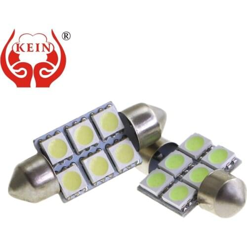 KEIN 10pcs 31 36 39 41 mm festoon led C5W C10W led car light SV8.5 6smd 5050 Interior Dome auto Signal Lamp White/Crystal blue