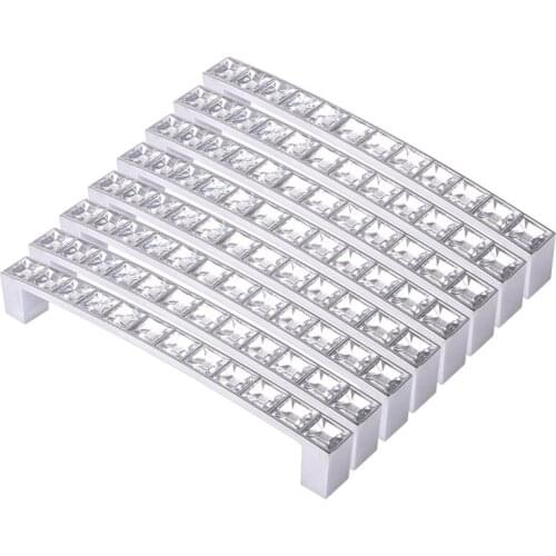 Hot Pack Of 8 Europe Style Square Clear Crystal Rhinestone Furniture Door Wardrobe Cupboard Cabinet Drawer Pull Handle Knobs 128