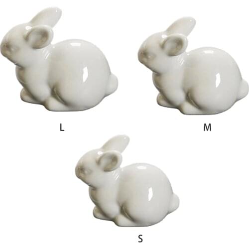 Ceramics Bunny Figurine Easter White Bunny Figurines Home Decor Rabbits 449E