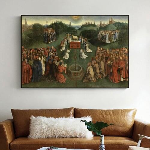 Classic Oil Painting On Canvas Jan van Eyck The Adoration of the Lamb Prints Posters and Prints Wall Art for Home Decor