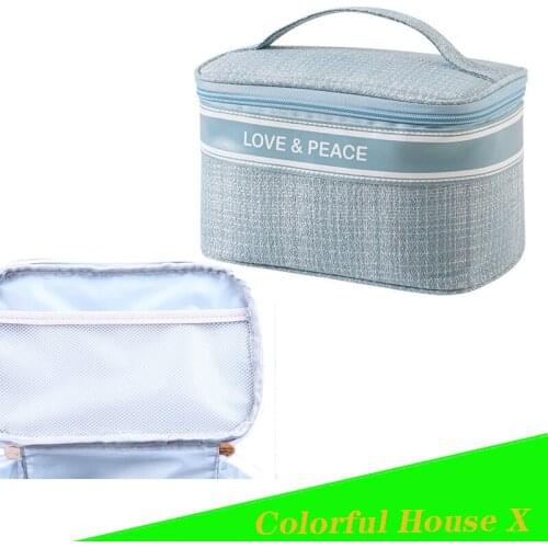 Makeup Bag For Women Organizer Cosmetics High Capacity Organizer For Small Things Handbag Household Products Pink Zip Packages