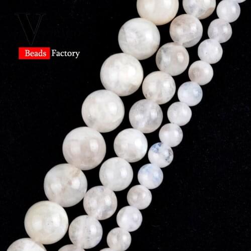 Moonstone Gem Beads Natural DIY Necklace Bracelet For Jewelry Making Wholesale Round Loose Spacer Beads 6mm-12mm 15"