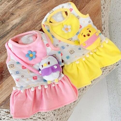 Cute Cartoon Dog Dress Winter Cat Puppy Apparel Small Dog Clothes Chihuahua Yorkshire Terrier maltese Pomeranian Clothing Outfit