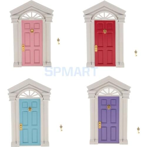 1:12 Scale Dollhouse Miniature Wooden Steepletop Door European-style Villa Gate Door Dolls House Accessories