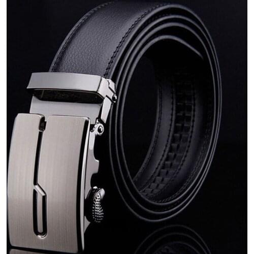Fashion Mens Business Style Belt Black Leather Strap Male Belt Automatic Buckle Belts For Men Top Quality Girdle Belts For Jeans