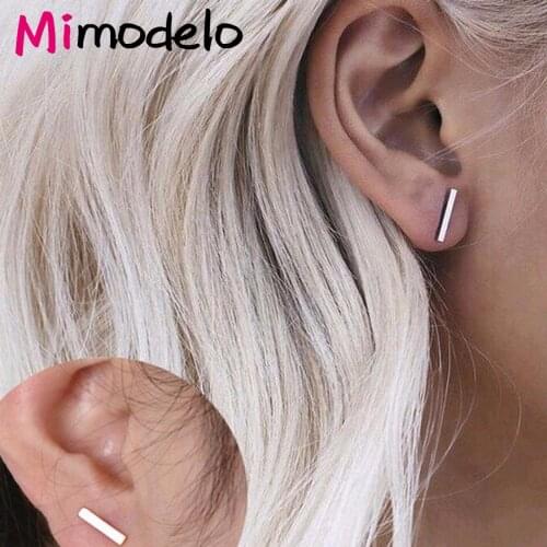 Fashion Simple Classic Gold Silver T-Bar Earrings Men Earrings Jewelry Geometry Earrings