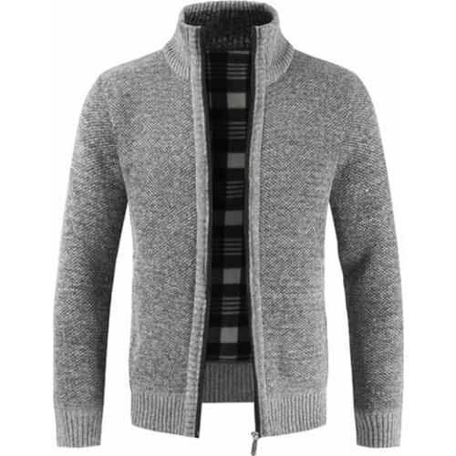 2020 Autumn Winter New Mens Jacket Slim Fit Stand Collar Zipper Jacket Men Solid Cotton Thick Warm Jacket Men