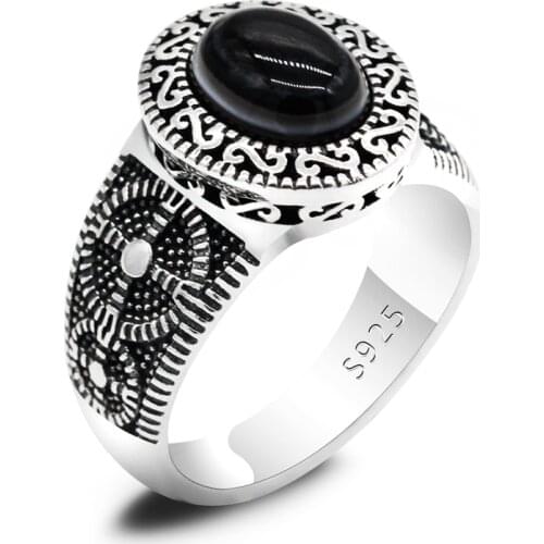 925 sterling silver ring mens natural stone ring spinel retro style mens fine jewelry