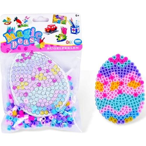 JINLETONG Easter Craft Toy Fuse Beads Set Hama Beads Iron Beads for Kids with Ironing Paper, Pegboard Egg Easter Gift Kids