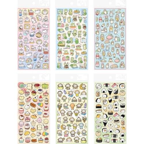 Cute Unicorn Monkey Dessert Sushi Series Sticker Decoration PVC Scrapbooking Stationery Planner Stickers