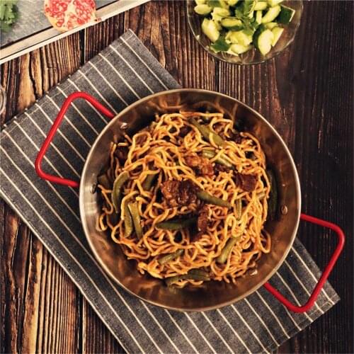 Stainless Steel Spanish Double Handle Pans Home Cooking Pot Seafood Pot