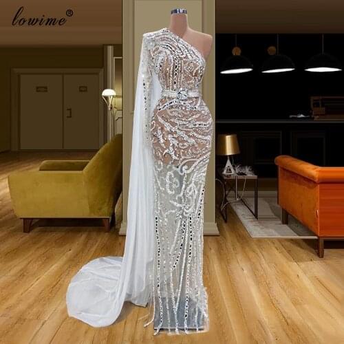 Newest Long Mermaid Prom Dress 2020 One Shoulder Illusion Evening Dress Sexy Cocktail Gowns Party Vestidos De Festa Custom