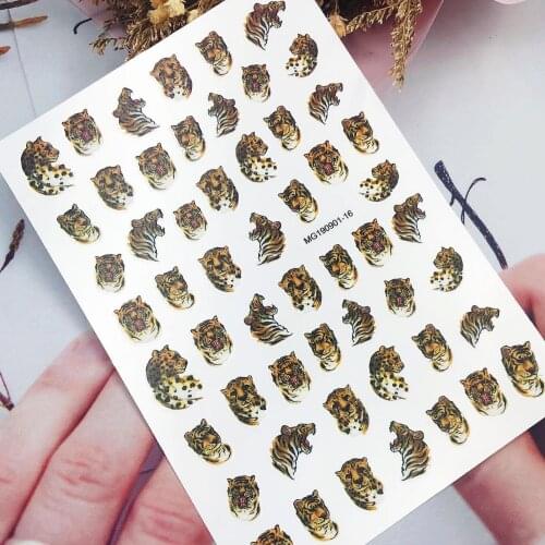 Newest Tiger Design 3d nail art sticker nail Nail Art Stickers Decal Template diy nail tool decorations HL42