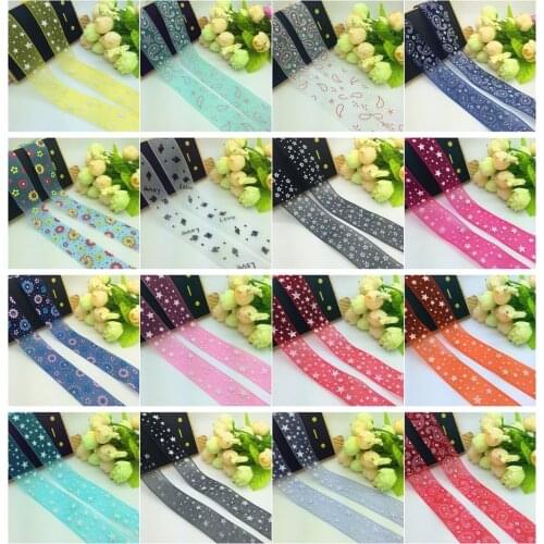 NEW 5 Yards 1'' 25mm Multicolor Organza Pattern Clarity Ribbon Hair Bow Craft