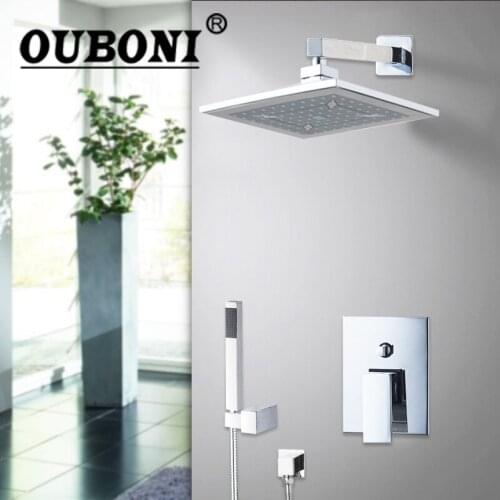 OUBONI Water Ceilling 8" ABS Shower Head Brass Valve Hand Spray Hose Bathtub Basin Sink Shower Set Torneira Tap Mixer Faucet